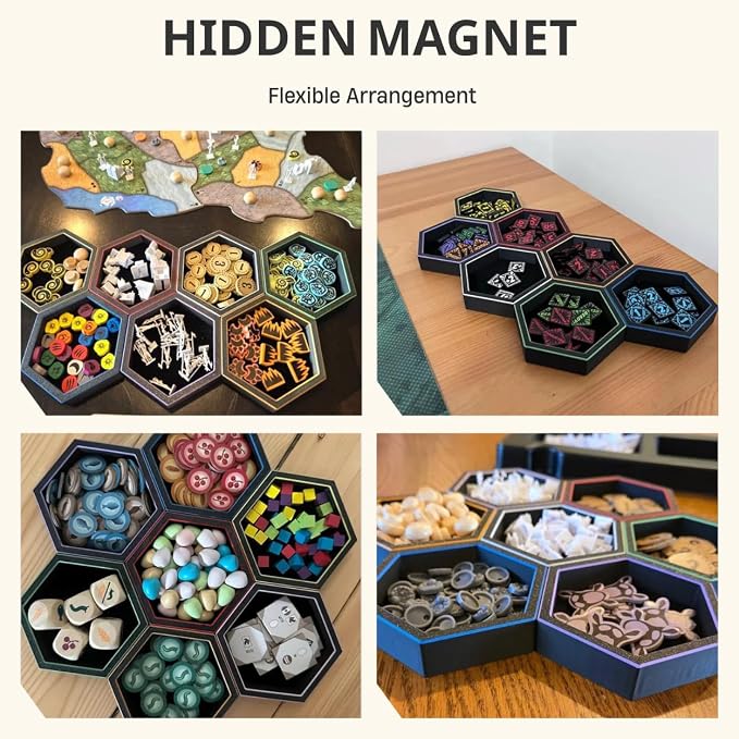Magnetic Board Game Storage Trays, Hexagonal Modular Organizer, Flexibility - Image 6