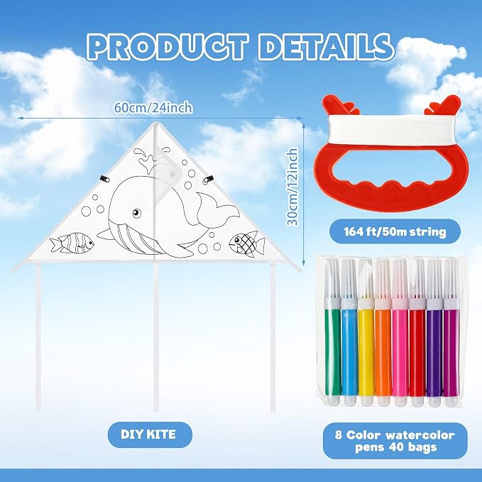 Syhood 60 Pcs DIY Coloring Kites Kit - Image 2