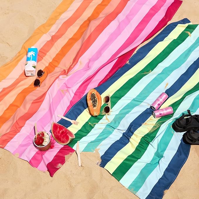 Dock & Bay Beach Towel - Quick Dry, Sand Free - Compact, Lightweight - 100% Recycled - Includes Bag - Sunset Boulevard - Set of 4 - Extra Large (200x90cm, 78x35)