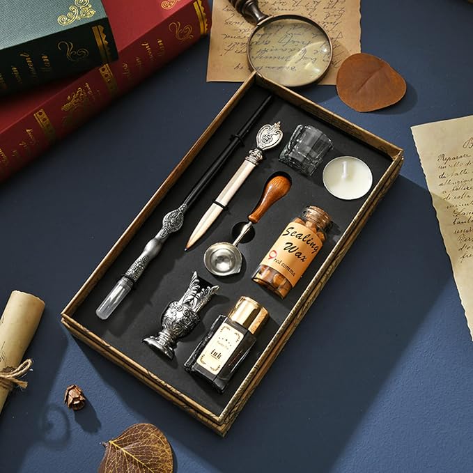 Joyeee Antique Wooden Pen and Ink Set, Sealing Stamp Kit - Image 3