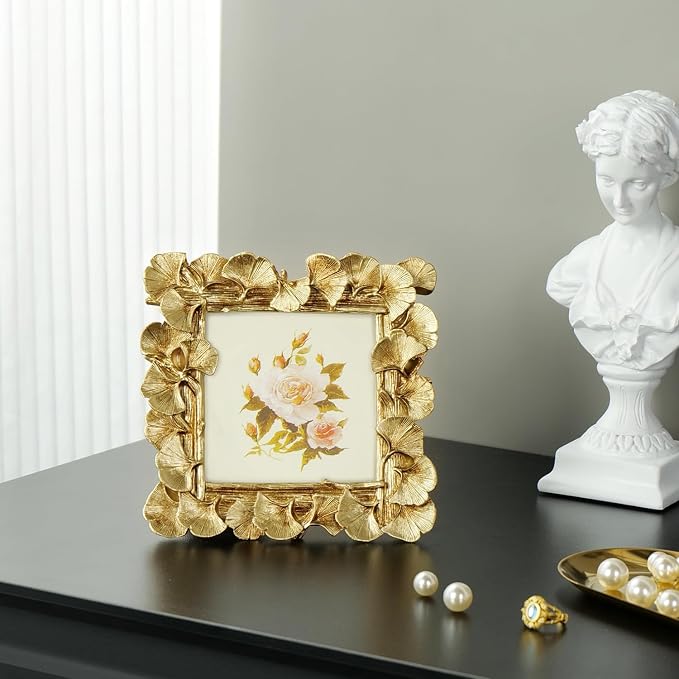 Cuspin Small Picture Frames 4x4 Square Frame, Ornate Gold Vintage Picture Frame - Image 6