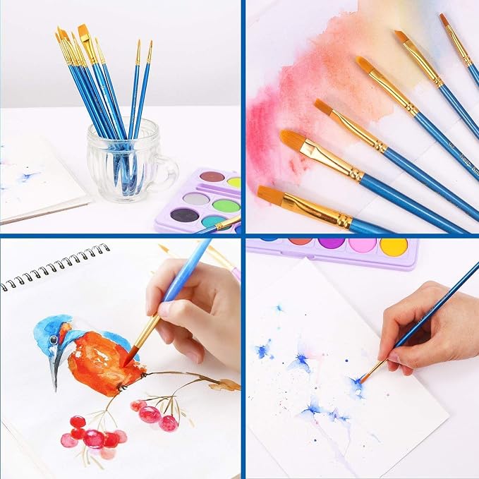 60 Pcs Acrylic Paint Brush Set, Oil & Watercolor - Image 5