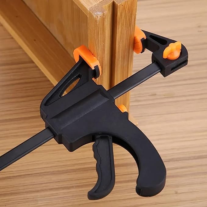 6 Pack 6 Inch Bar Clamp, Quick Grip Clamp with 12 Inch Spreader, Flexible One-Handed Ratchet Bar Clamp for Woodworking