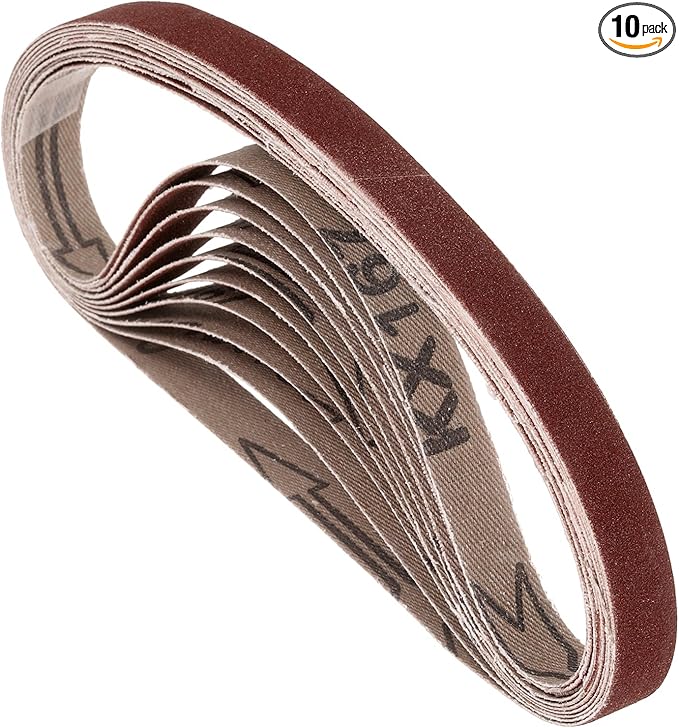 10 Pcs Sanding Belts 3/8 x 13 Inch 180 Grit Aluminum Oxide Abrasive Sandpaper for Belt Sander Metal Grinding Wood Working Weld Rust Removal