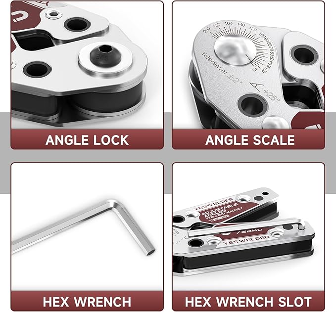 YESWELDER Adjustable Angle Welding Magnet 20-200° Magnetic Welding Holder of 48LBs Holding Power Welding Accessory