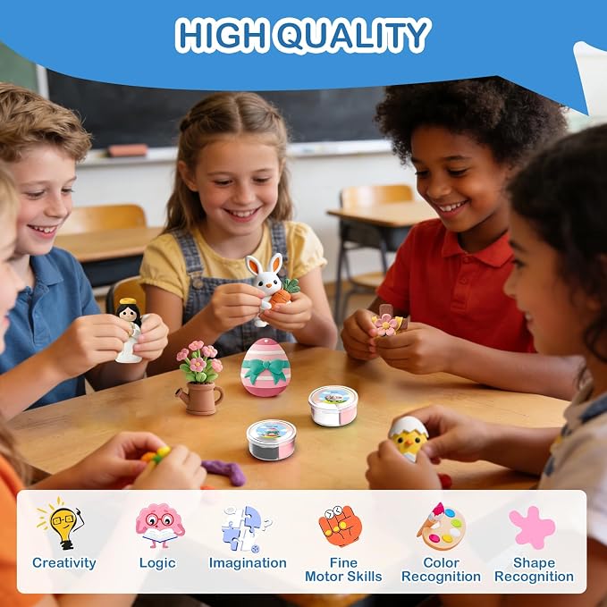 Easter Air Dry Clay for Kids, 12 Boxes Modeling Magic Clay Kit - Image 6