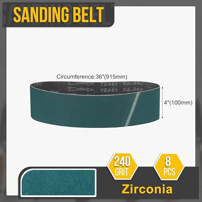 4 x 36 Inch Sanding Belt, 6 Pcs 240 Grit Zirconia Knife Sharpener Belts Work Sharpening for Belt Sander Knife Carving Tool Metal Working