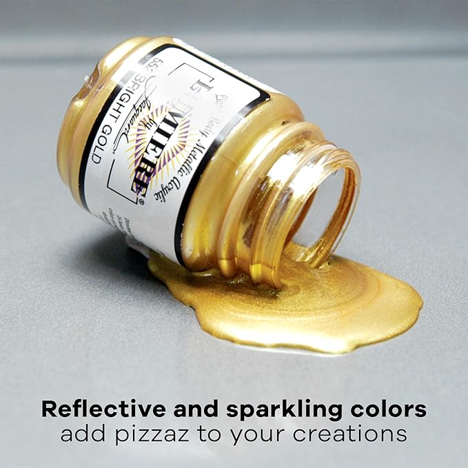 Jacquard Lumiere 8oz Fabric Paint Metallic Olive Green - Image 3