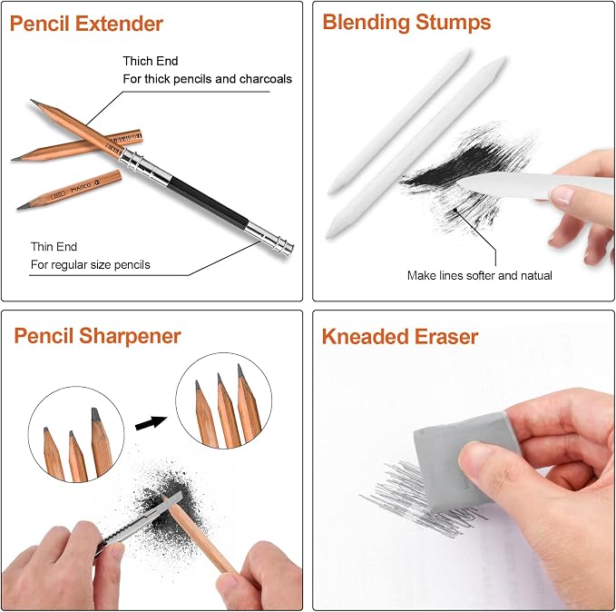 YunQiDeer Drawing Pencils, Art Supplies Sketch Pencils Kit - Image 4