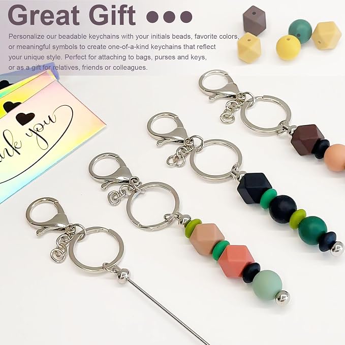 42/84/126 Pcs Beadable Keychain Bars Bulk Blank DIY Beaded Keychain Making - Image 9