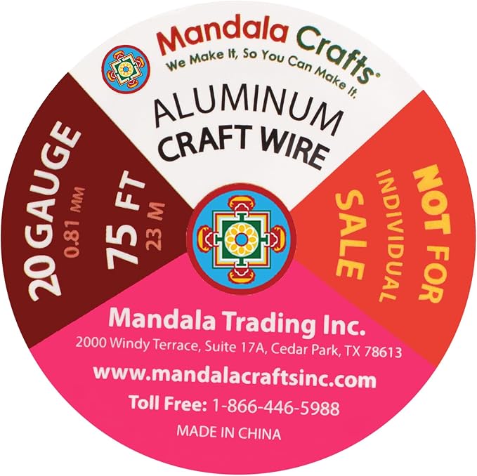 Mandala Crafts 20 GA Gray Copper Red Assorted Anodized Aluminum Craft Wire | - Image 3
