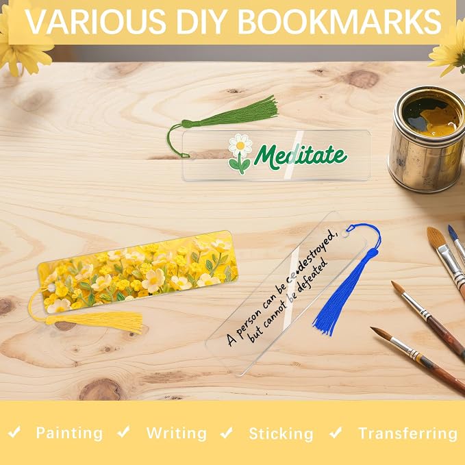 50 Pcs Clear Acrylic Bookmarks Blanks Rectangle, Plastic Book Page Markers - Image 5