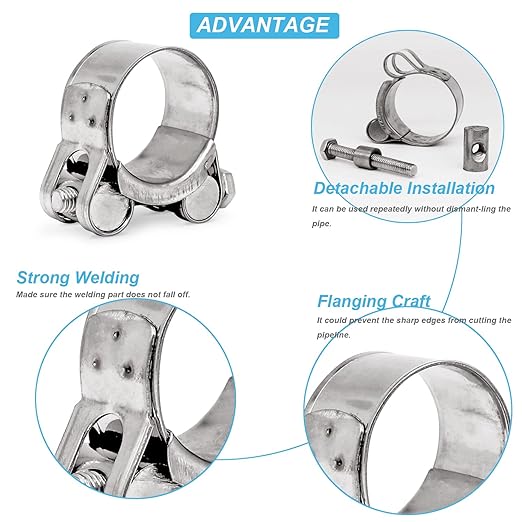 AKIHISA 98-103mm ID Range T-Bolt Hose Clamp,2 Pack 304 Stainless Steel Adjustable Heavy Duty Pipe Clamps 4 Inch…