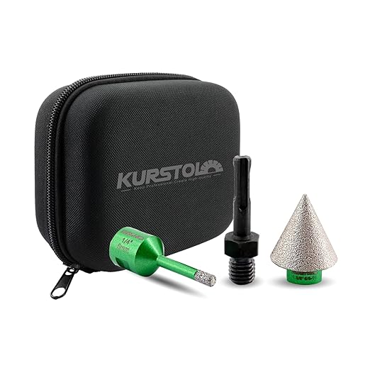 Tile Hole Saw Kit - 1/4" Diamond Core Drill Bits+1-3/8" Beveling Chamfer Bit+SDS Adapter to 5/8-11" Thread for Porcelain Ceramic Tile Granite Marble Angle Grinder