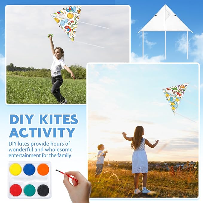 Syhood 20 Pcs DIY Blank Kites Set 24 Inch Summer Decorating Coloring Kites - Image 5