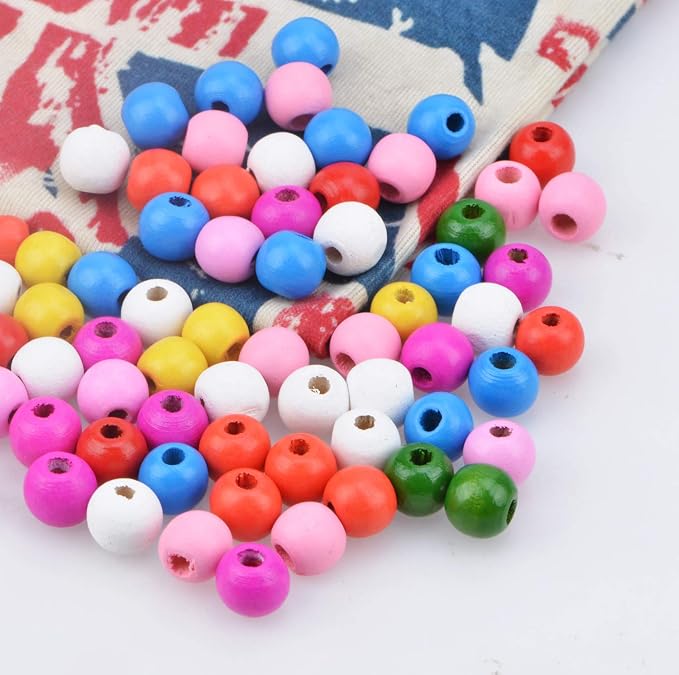 AD Beads Wood Spacer Loose Wooden Craft Beads Big Hole Beads Assorted - Image 3