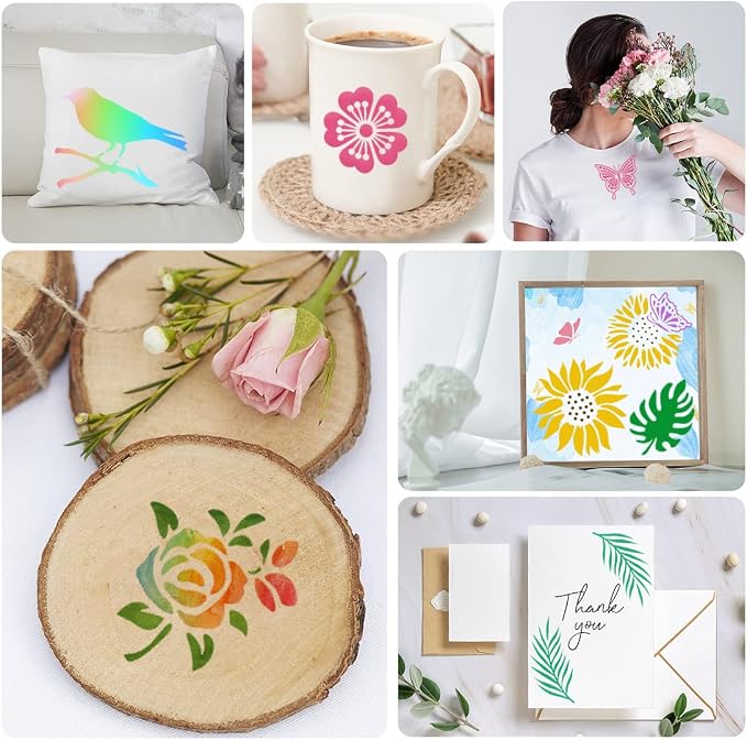 50 PCS Flower Painting Stencils Reusable Flower Stencils - Image 7