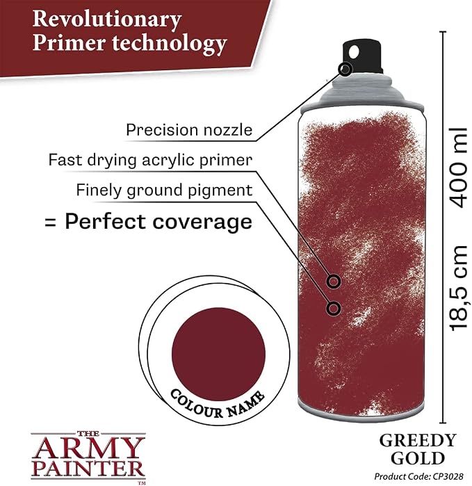 The Army Painter Colour Primer Greedy Gold, 400 mL Acrylic Spray Primer - Image 3