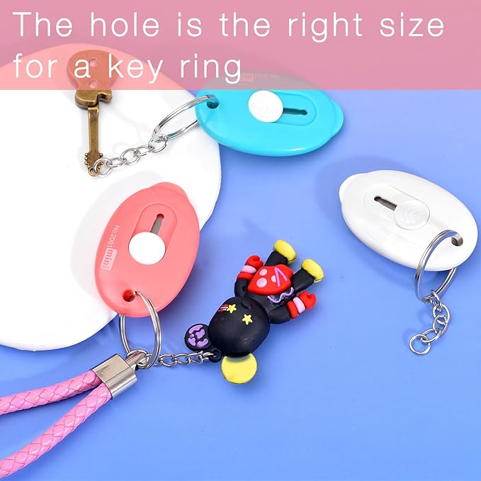 10PCs Mini Retractable Box Cutter Set for Office, Paper Cutter, Package & Letter Envelope Opener, Utility Knife with Keychain Hole, (MIni Utility Knife)
