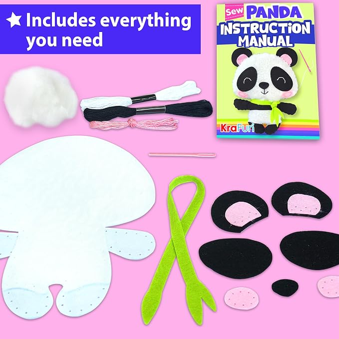 KRAFUN Panda Sewing Kit for Kids Ages 8-12 - Image 3