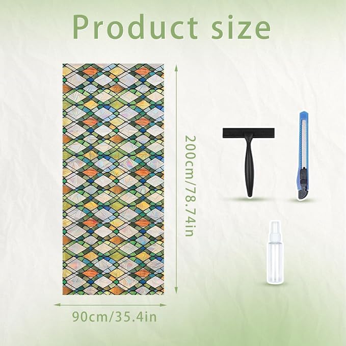 Lattice Stained Glass Window Film Static Cling - Image 2