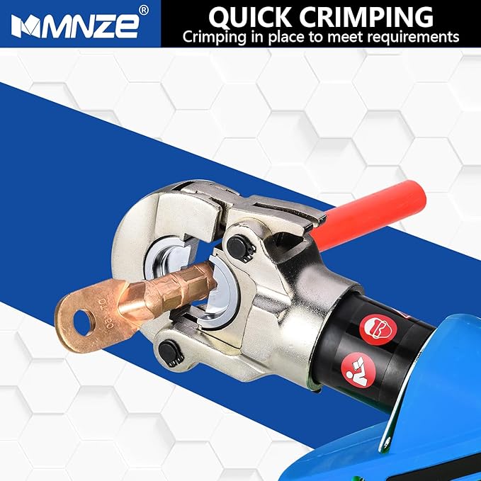 Electric Hydraulic Cable Lug Crimping Tool Range 8 AWG-600 MCM Rechargeable Crimper 6 Ton Electrical Terminal Cable Wire Fiber Crimper Kit with 12 Dies