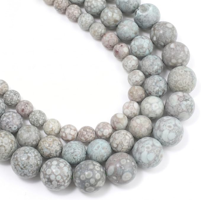 36pcs Natural Matte Cyan YuHua Gemstone Beads，10mm Frosted Round Loose Stone by Yochus