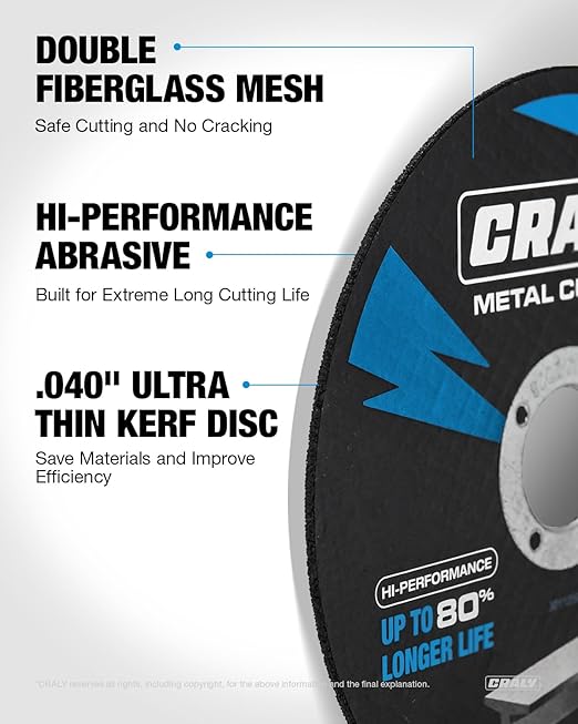 CRALY 3 Inch Cut-Off Wheels for Cutting Metal & Stainless Steel, Professional Grade Ultra Thin Metal Cutting Disc for Angle Grinder & Die Grinder, 3/8 in Arbor, 25-Pack(30107601-25)