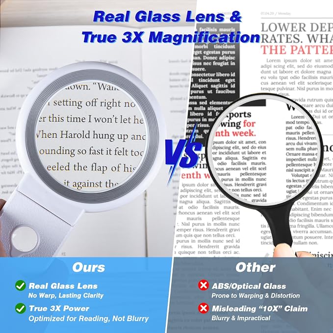 Magnifying Glass with Light and Stand, Foldable Handheld Magnifying Glass 18 - Image 3