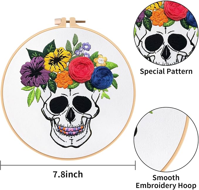 Nuberlic 3 Pack Halloween Skull Embroidery Kit - Image 4