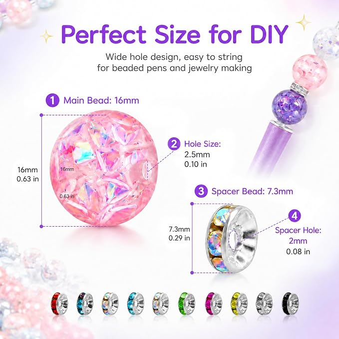 250 Pcs Beads for Pens - 16mm Focal Beads for Beadable Pens - Image 4