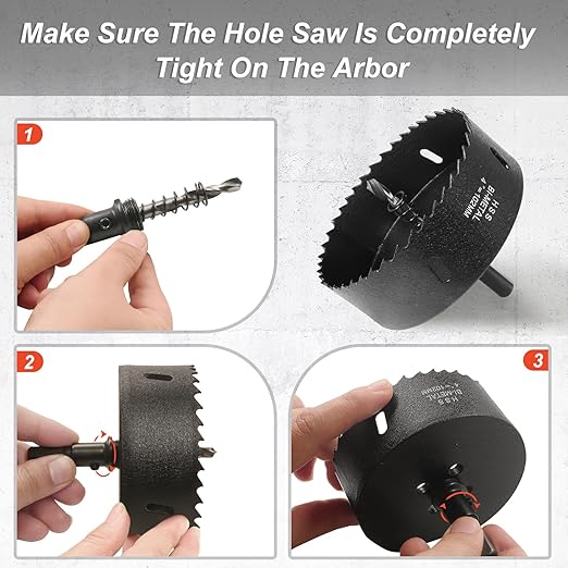4 Inch Hole Saw with 3/8" Triangle Shank Quick Change Arbor, JTemgle Bi-Metal Hole Saw Heavy Duty Hole Cutting Tool for Cornhole Boards, Recessed Lights, Wood, Plastic, Drywall & Soft Metal
