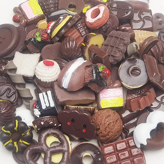 Chenkou Craft 50pcs Lots Mix Assorted Brown Craft DIY Flatbacks Resin Flat Back - Image 4