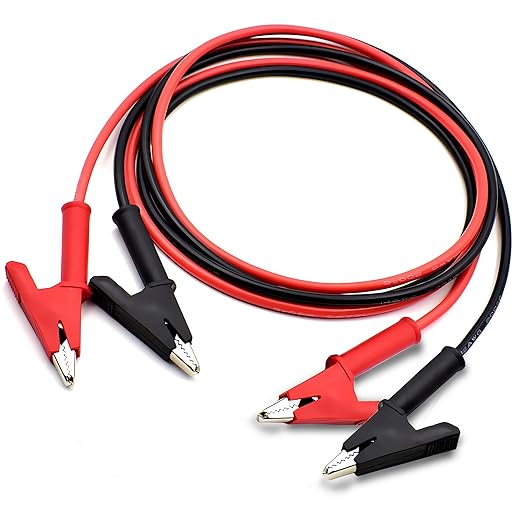 Double Ended Alligator Clip Electrical Test Leads, Alligator Clip to Alligator Clip Heavy Duty Silicone Jumper 12AWG 3.28ft/1m Cable for Multimeter, Electrical Test (Y-Y 12AWG 1m X)
