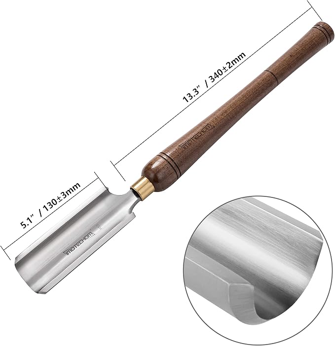 2-Inches HSS Roughing Gouge Lathe Chisel Wood Turning Tools with Round Plastic Box and Hanging Bag