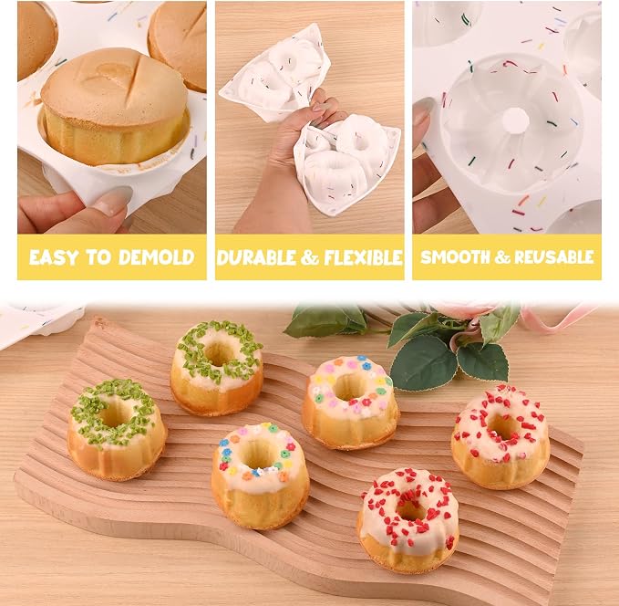 HUAKENER 3 Pcs Mini Fluted Cake Pan, 6-Cavity Fluted Tube Cake Pan, Non-stick - Image 4