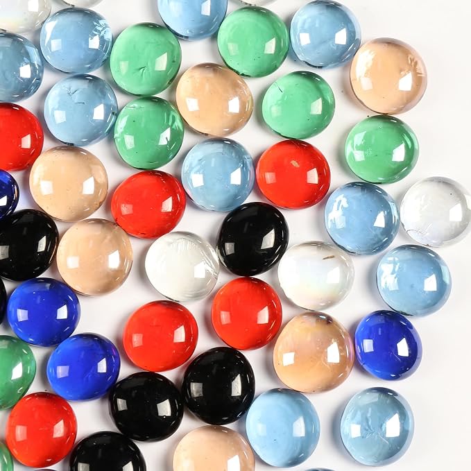 0.5LB Flat Glass Pebbles for Vase, Glass Gem Stones for Aquarium, Decorative by MBKHFLL