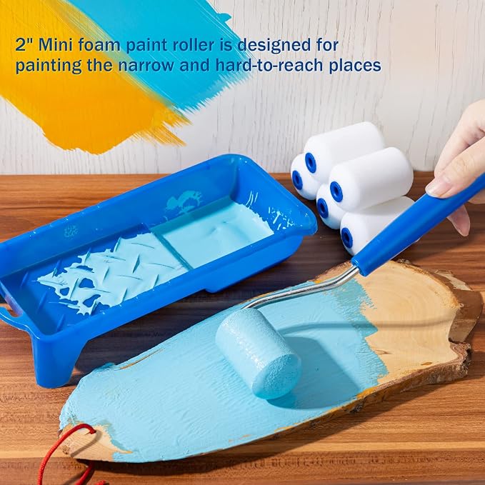 Mister Rui Foam Paint Roller, 2 Inch Mini Paint Roller Kit 10 Pack, Touch Up - Image 2