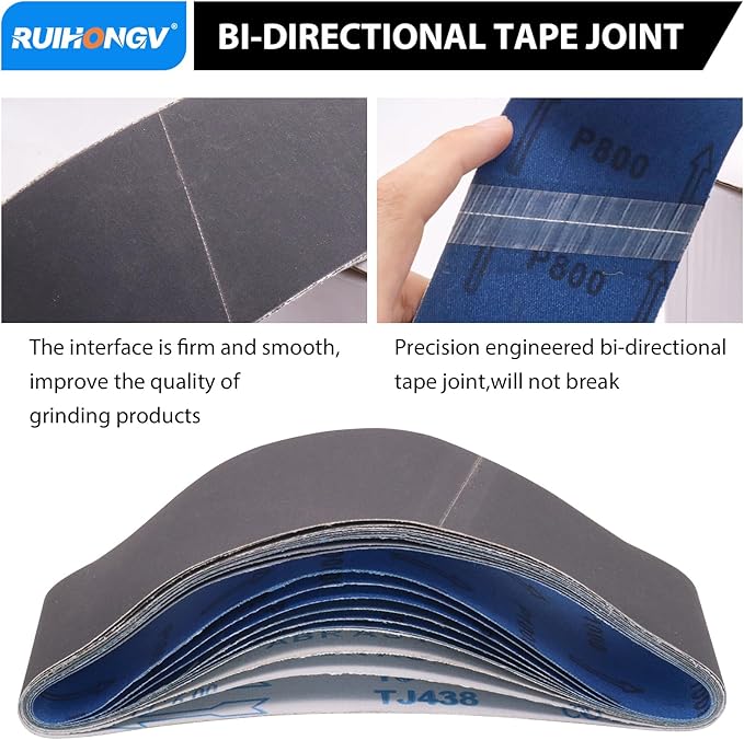 12 Pack 3 x 24 Inch Silicon Carbide Sanding Belts, 3 Each of 400 600 800 1000 Grit 3x24 Sanding Belts Medium Fine Grit Assortment, 3 x 24 Belt Sander Sanding Belts for Woodworking