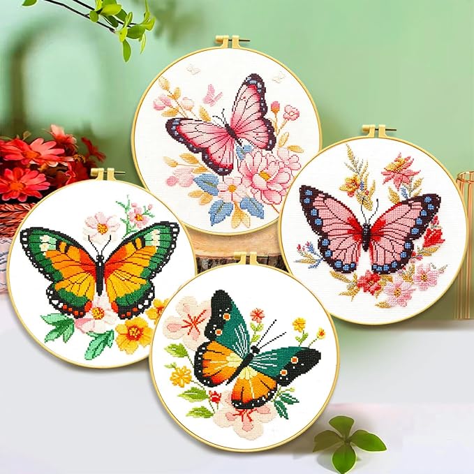 Zhenqing 4 Butterflies Cross Stitch Kit - Image 2