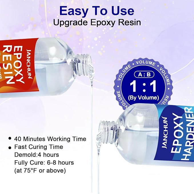 JANCHUN Crystal Clear Epoxy Resin Kit 2 Gallon, Bubble-Free, Anti-Yellowing - Image 6