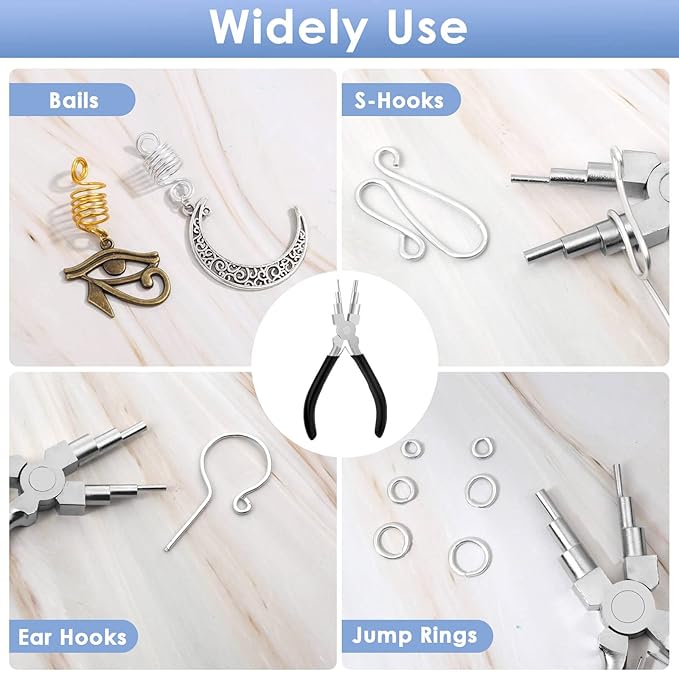 Bail Making Pliers, 6 in 1 Round Nose Pliers for Making Jump Rings, Wire Wrapping, Jewelry Making, Loop Making, Forming Bends