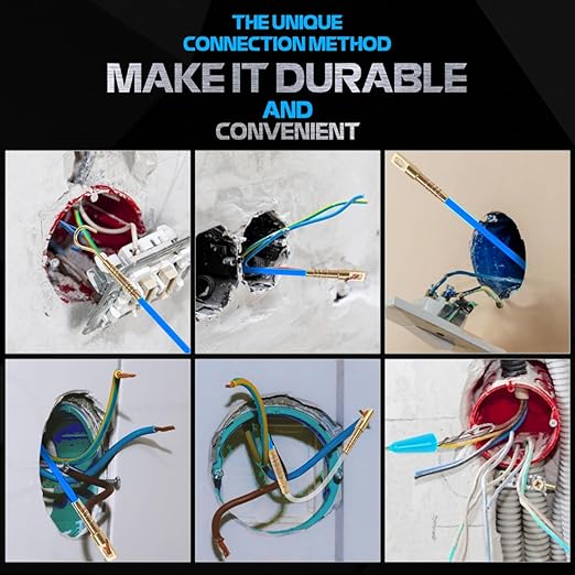 23.8FT Fiberglass Running Electrical Wire Cable Glow Rods Wire Pulling, Fish Rods Electrical Kit with 6 Different Attachments and Fish Tape Wire Puller Kit (23, Blue)