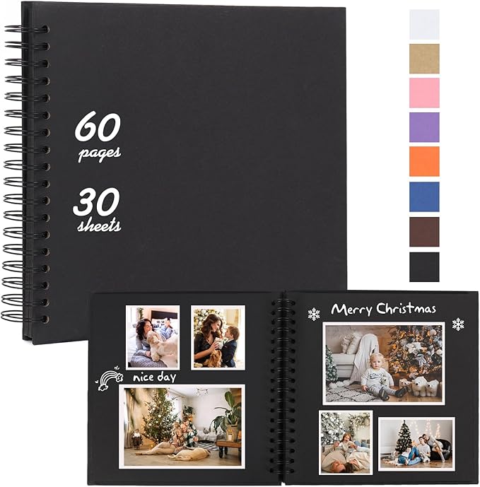 RECUTMS 10 x 10 Inch DIY Scrapbook Album 60 Pages Hardcover Kraft Paper Scrap by RECUTMS