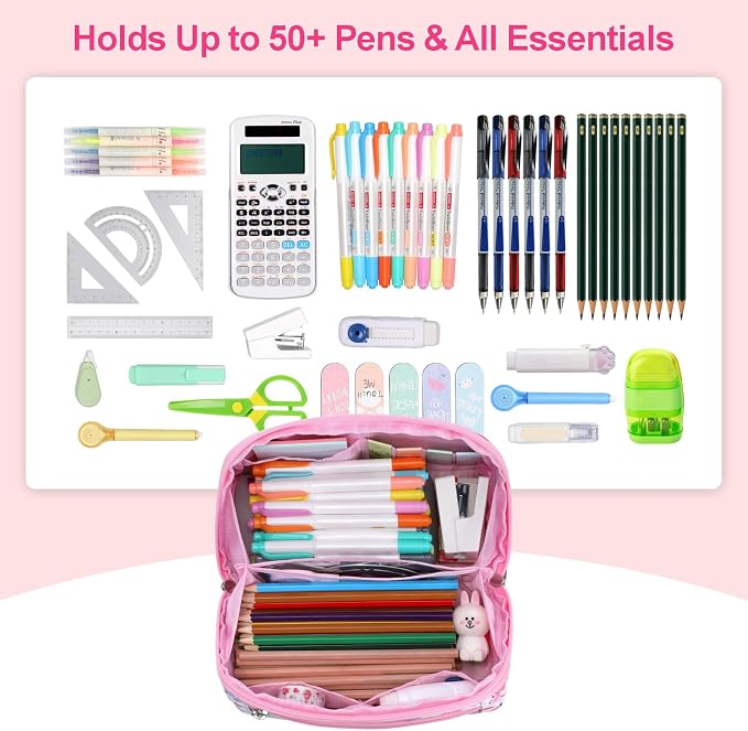 Pencil Case for Girls, Durable Kids Pencil Pouch for School, Wide Opening Soft - Image 3