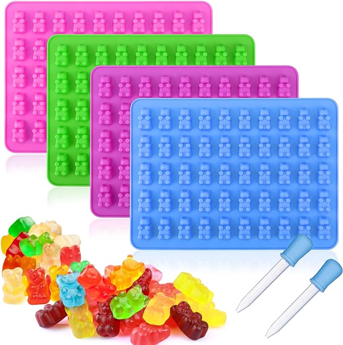 Palksky 4Pcs Gummy Bear Mold Silicone, Fruit Snack Molds, Gummies Trays Molds by Palksky