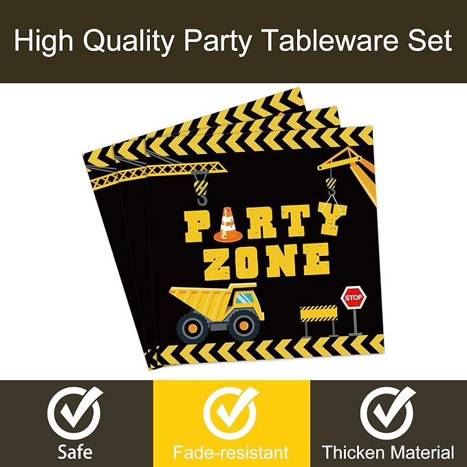 96pcs Construction Birthday Party Supplies Construction Theme Paper Plates and - Image 3