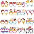 Pajean 32 Pcs Ice Cream Party Decorations Eyeglasses Ice Cream Themed Paper by Pajean