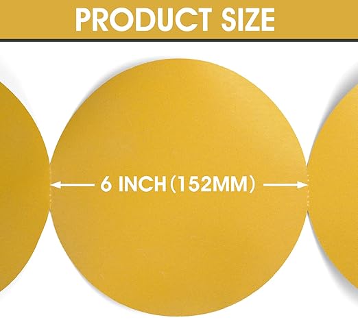 S SATC Premium Gold Sandpaper 6 Inch 100 PCS Sanding Discs 320 Grit Self Adhesive Stickyback Sandpaper Roll Aluminum Oxide PSA Sandpaper Discs for Wood, Metal, and Car Paint