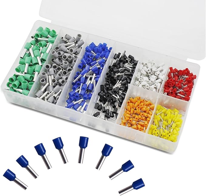 EL-SKY 800pcs Assortment Ferrule Wire Copper Crimp Connector, Wire Terminals Kit, Wire Connector Kit, Insulated Cord Pin End Terminal AWG 22-10 Kit